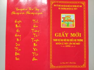 Thư mời tham dự Đại hội Đại biểu họ Trương huyện Lệ Thủy tỉnh Quảng Bình lần thứ nhất